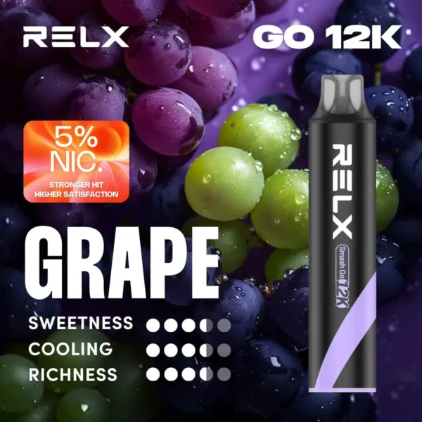 Grape-5.webp RELX悅刻 Smash Go 12000口拋棄式電子煙|12000口超大容量設計呈現持久飽滿霧感|追求免補油極致便利的懶人玩家首選