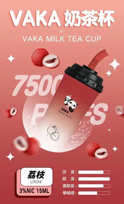 VAKA 奶茶杯 7500口拋棄式電子煙｜主打可愛熊貓外觀與澎湃大容量｜適合偏好潮流萌系設計與絲滑擊喉感的街頭玩家
